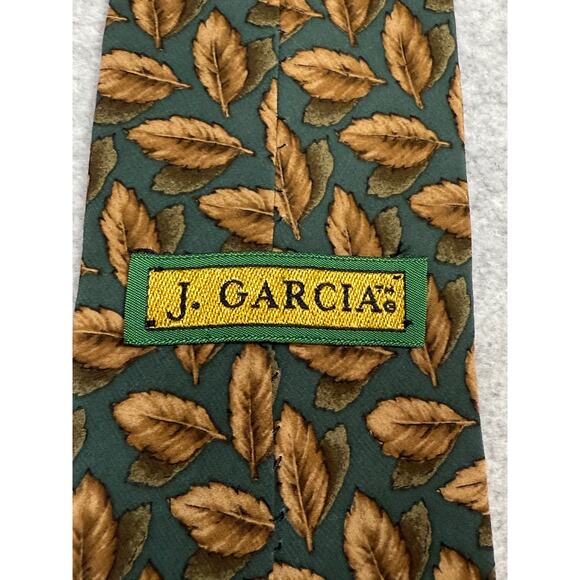 J. Garcia Landscape With Eye Collection Ten Leaf Print Silk Tie - Picture 2 of 7